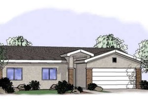 Adobe / Southwestern Exterior - Front Elevation Plan #24-242