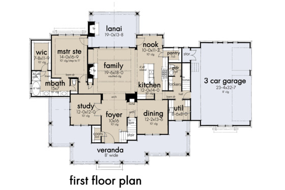 Floor Plan - Main Floor for Farmhouse House Plan #120-266 - 4 bed, 3.5 bath