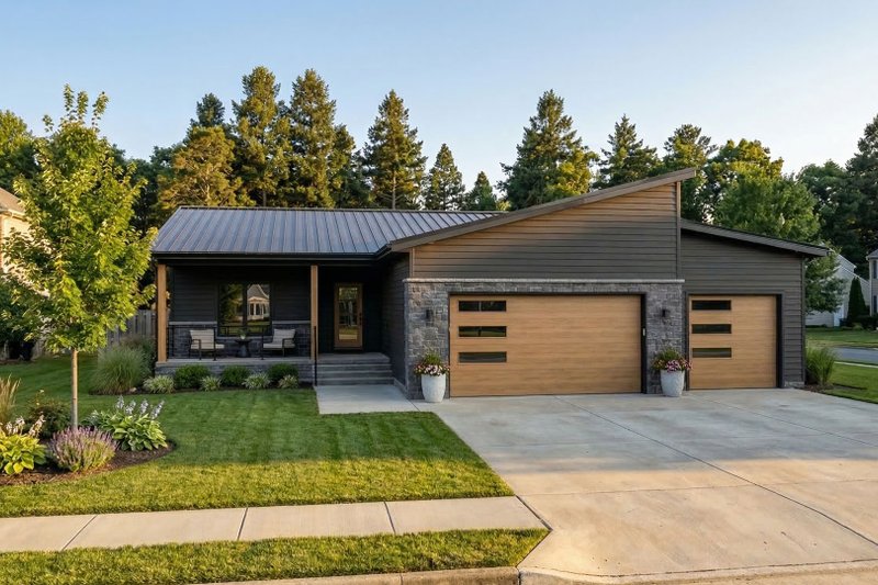 Modern Style House Plan - 3 Beds 2 Baths 1701 Sq/Ft Plan #455-747 Exterior