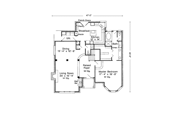 Floor Plan - Main Floor for Cottage House Plan #410-364 - 3 bed, 2.5 bath