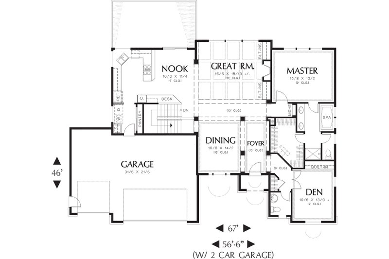 Home Plan - Main Level floor plan - 2900 square foot Craftsman home