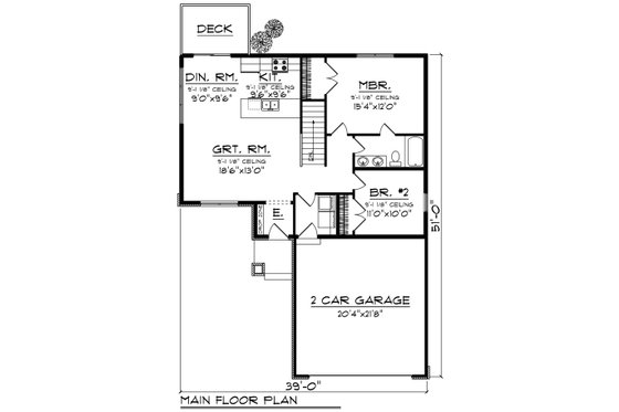 Floor Plan - Main Floor for Craftsman House Plan #70-1257 - 2 bed, 1 bath