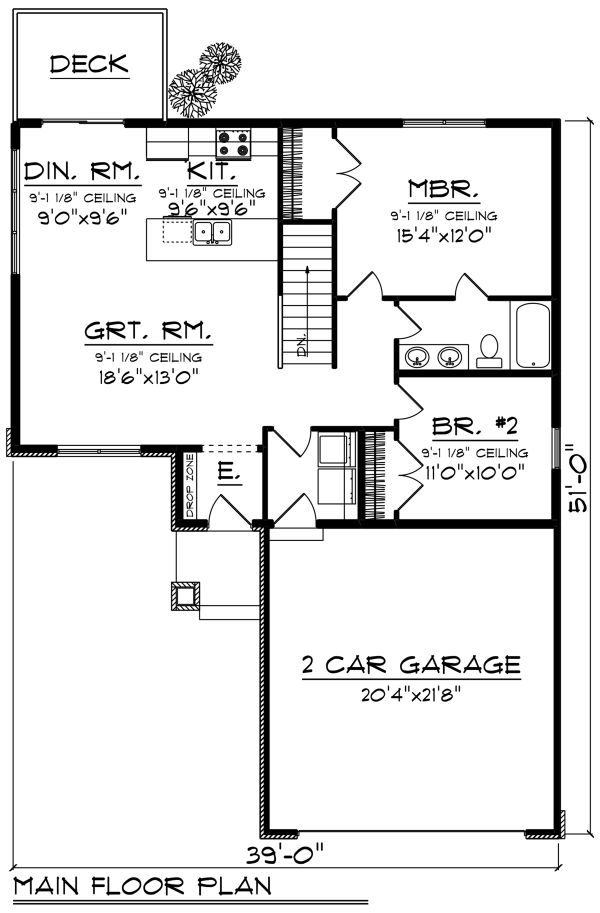 Craftsman Floor Plan - Main Floor Plan #70-1257