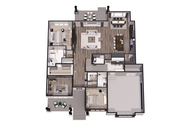 House Blueprint - Floor Plan - Main Floor for Farmhouse House Plan #51-1238 - 2 bed, 2.5 bath