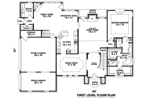 Floor Plan - Main Floor for European House Plan #81-1055 - 4 bed, 3.5 bath