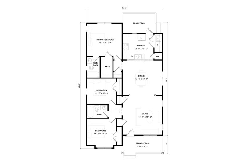 Home Plan - Floor Plan - Main Floor for Bungalow House Plan #936-31 - 3 bed, 2 bath