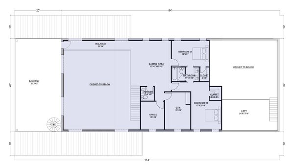 House Blueprint - Barndominium Floor Plan - Upper Floor Plan #1107-42