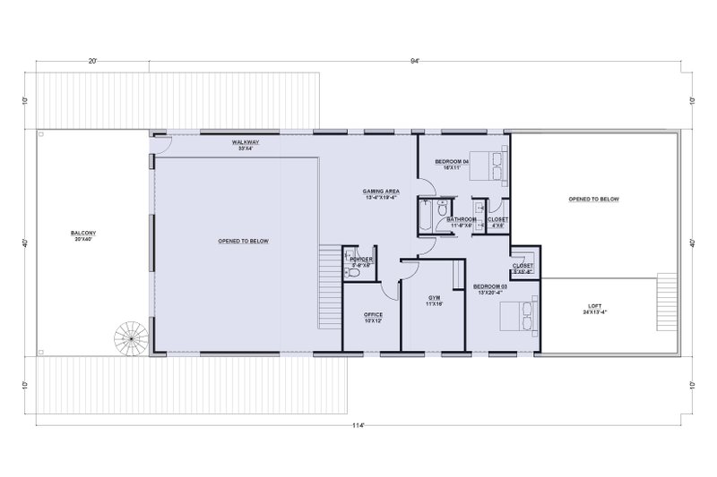 House Plan Design - Floor Plan - Upper Floor for Barndominium House Plan #1107-42 - 4 bed, 3.5 bath