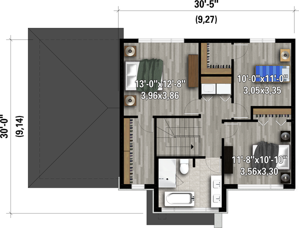 House Plan Design - Contemporary Floor Plan - Upper Floor Plan #25-4891