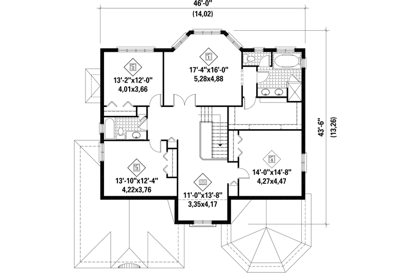 Dream House Plan - Floor Plan - Upper Floor for European House Plan #25-4692 - 4 bed, 2 bath
