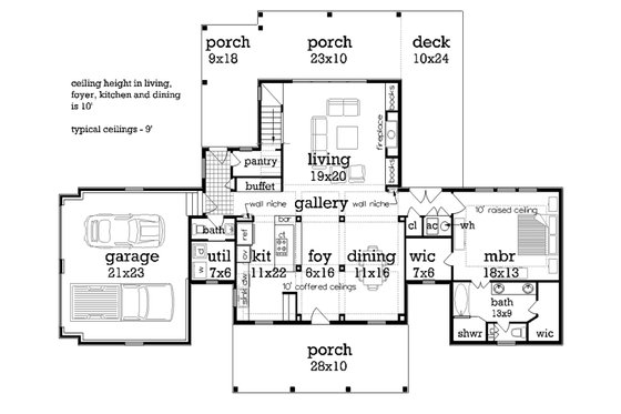 Floor Plan - Main Floor for Traditional House Plan #45-380 - 3 bed, 3 bath