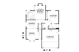 Floor Plan - Main Floor for Craftsman House Plan #48-536 - 3 bed, 2 bath