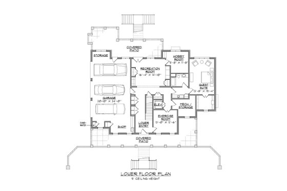 Floor Plan - Lower Floor for Country House Plan #1054-87 - 4 bed, 3.5 bath