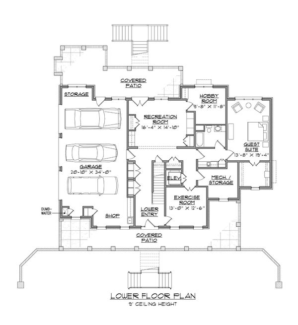 Country Floor Plan - Lower Floor Plan #1054-87