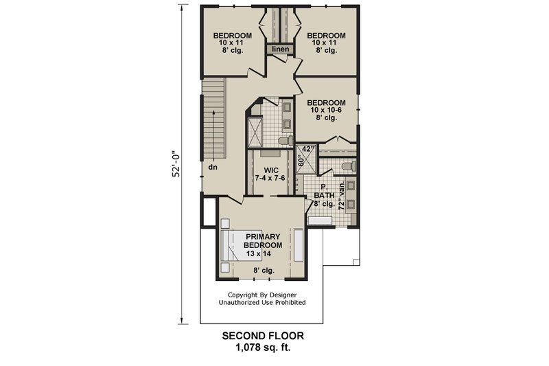 Home Plan - Floor Plan - Upper Floor for Farmhouse House Plan #51-1517 - 4 bed, 2.5 bath