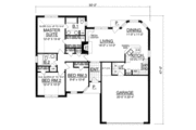European Style House Plan - 3 Beds 2 Baths 1376 Sq/Ft Plan #40-115 