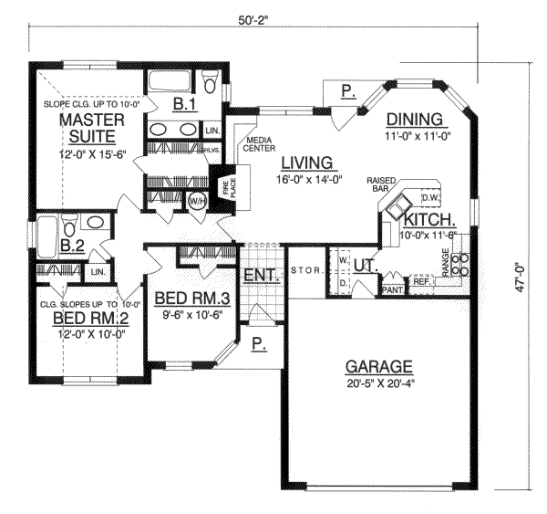 House Blueprint - European Floor Plan - Main Floor Plan #40-115