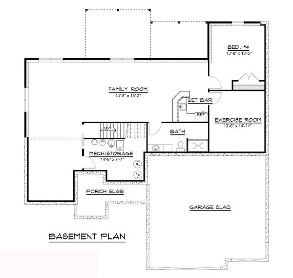 Craftsman Floor Plan - Lower Floor Plan #1064-62