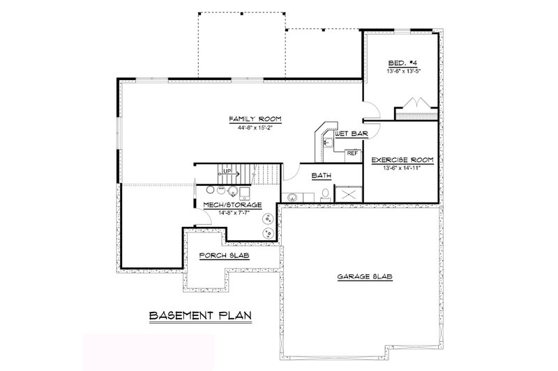 Architectural House Design - Floor Plan - Lower Floor for Craftsman House Plan #1064-62 - 3 bed, 2 bath