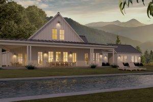 White modern farmhouse - rear elevation