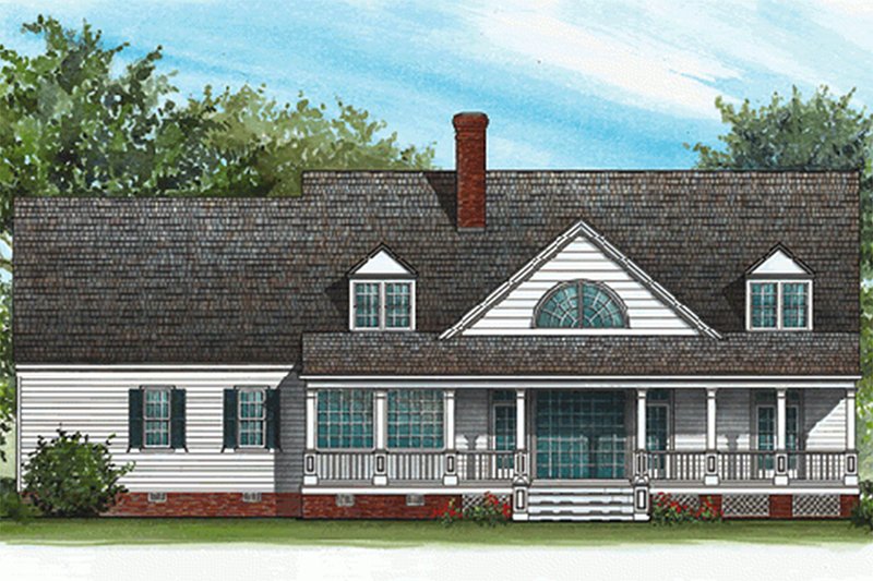 Architectural House Design - Rear view - 2600 square foot Southern home