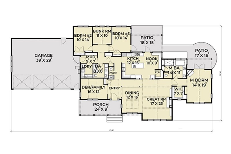 Dream House Plan - Floor Plan - Main Floor for Ranch House Plan #1070-9 - 4 bed, 2.5 bath