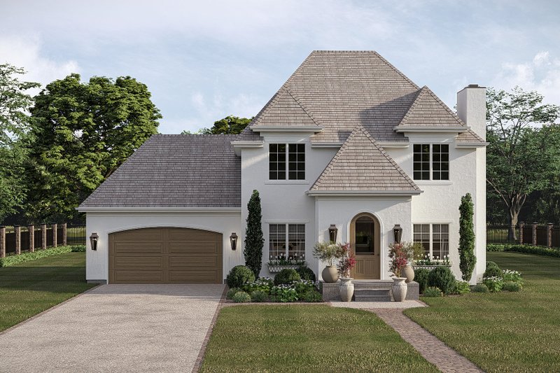 House Blueprint - Exterior - Front Elevation 4 for European House Plan #455-749 - 3 bed, 2.5 bath