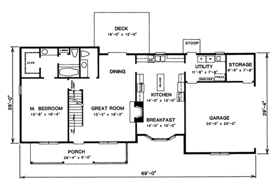 Floor Plan - Main Floor for Country House Plan #10-232 - 3 bed, 2.5 bath