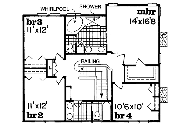 Country Floor Plan - Upper Floor Plan #47-293