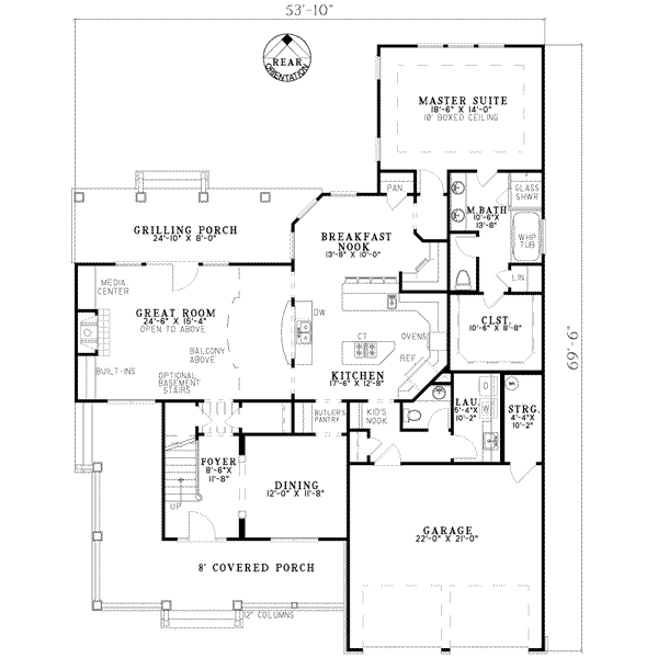 Architectural House Design - Country Floor Plan - Main Floor Plan #17-634