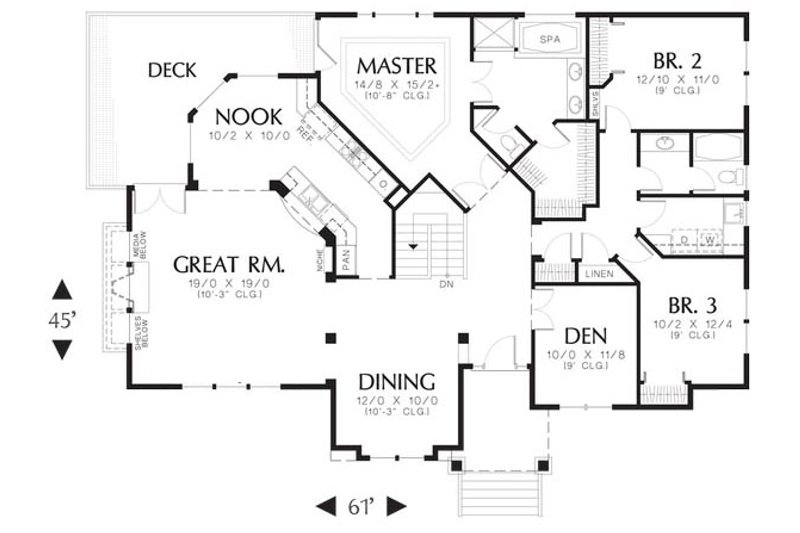 Home Plan - Floor Plan - Main Floor for Craftsman House Plan #48-533 - 3 bed, 2 bath
