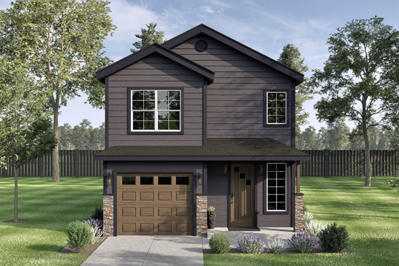 Exterior - Front Elevation 3 for Traditional House Plan #1108-10 - 2 bed, 2.5 bath