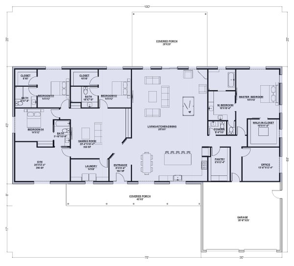 House Blueprint - Barndominium Floor Plan - Main Floor Plan #1107-43