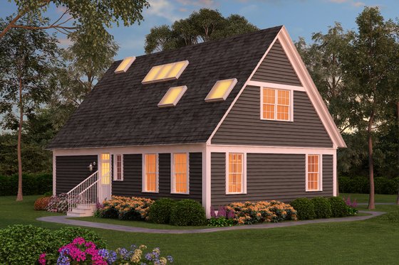 Exterior - Rear Elevation for Colonial House Plan #903-1 - 2 bed, 2 bath