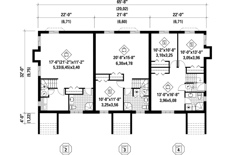 House Blueprint - Floor Plan - Lower Floor for Traditional House Plan #25-4615 - 9 bed, 3 bath