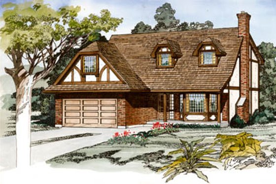 Exterior - Front Elevation for European House Plan #47-451 - 4 bed, 2.5 bath