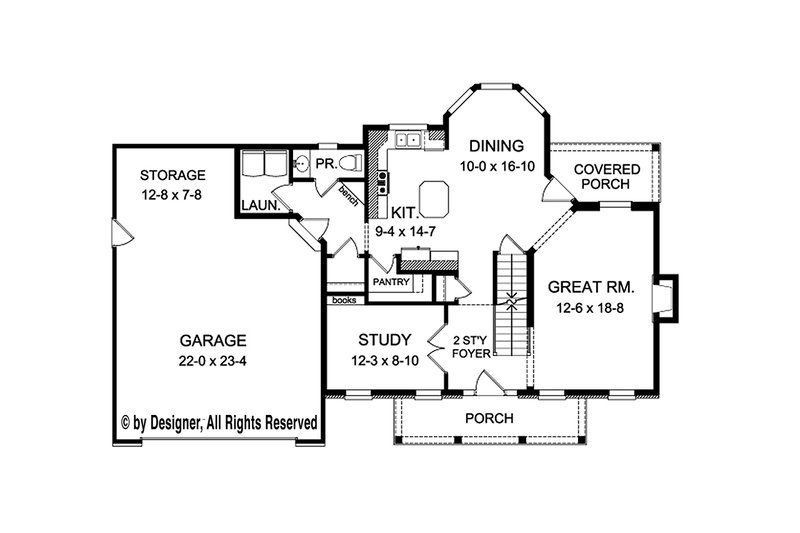 Architectural House Design - Floor Plan - Main Floor for Colonial House Plan #1010-209 - 3 bed, 2.5 bath
