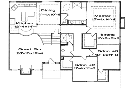 Floor Plan - Main Floor for Traditional House Plan #6-172 - 3 bed, 3 bath