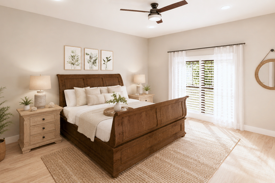 Interior - Master Bedroom for Farmhouse House Plan #44-316 - 4 bed, 3 bath