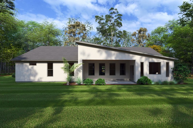 House Blueprint - Exterior - Rear Elevation for Modern House Plan #1111-37 - 4 bed, 2.5 bath
