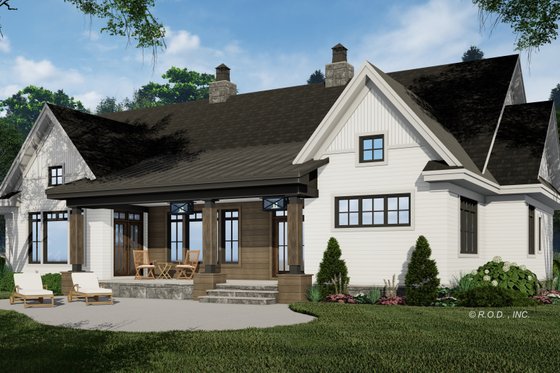 Exterior - Rear Elevation 1 for Farmhouse House Plan #51-1232 - 3 bed, 2.5 bath