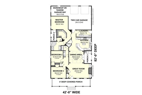 Floor Plan - Main Floor for Traditional House Plan #44-193 - 3 bed, 2 bath