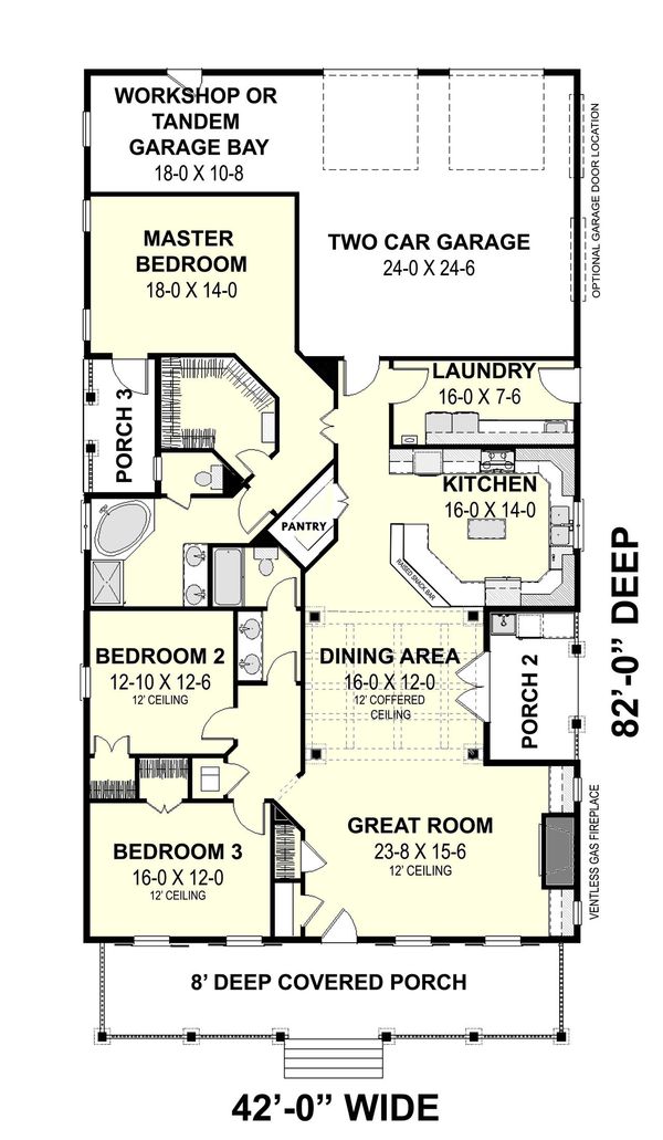 Architectural House Design - Traditional Floor Plan - Main Floor Plan #44-193