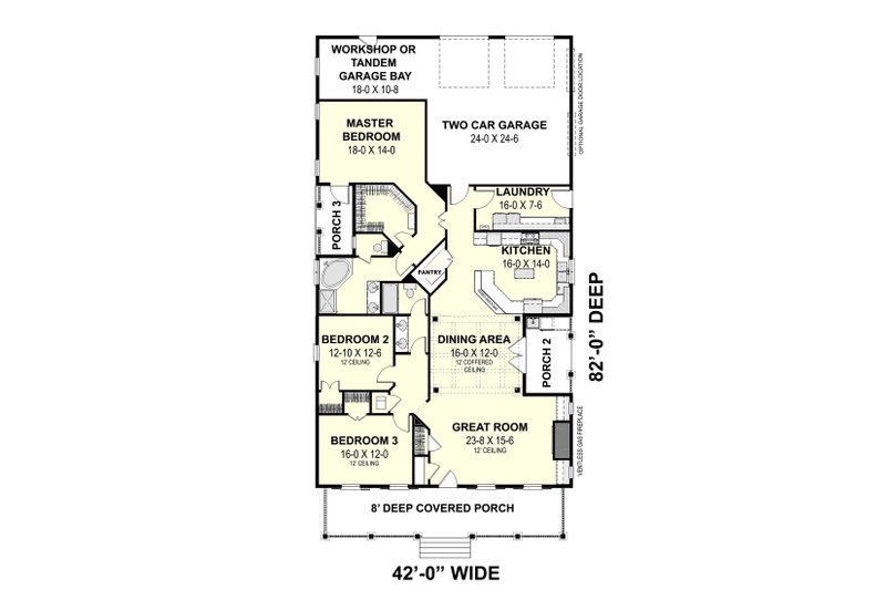 Architectural House Design - Floor Plan - Main Floor for Traditional House Plan #44-193 - 3 bed, 2 bath