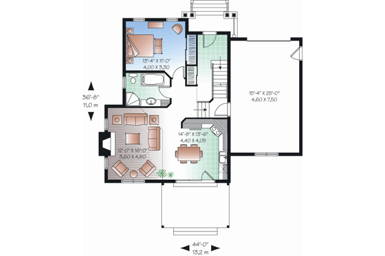 Floor Plan - Main Floor for Country House Plan #23-2265 - 3 bed, 2 bath