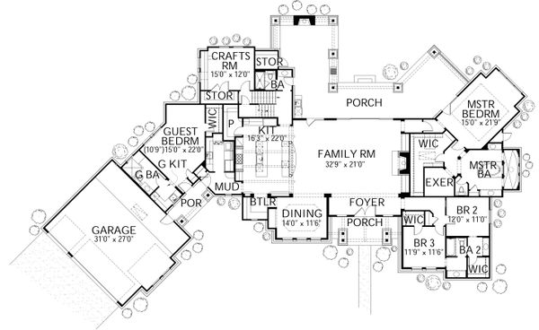 House Blueprint - Prairie Floor Plan - Main Floor Plan #80-211
