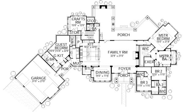 House Blueprint - Prairie Floor Plan - Main Floor Plan #80-211