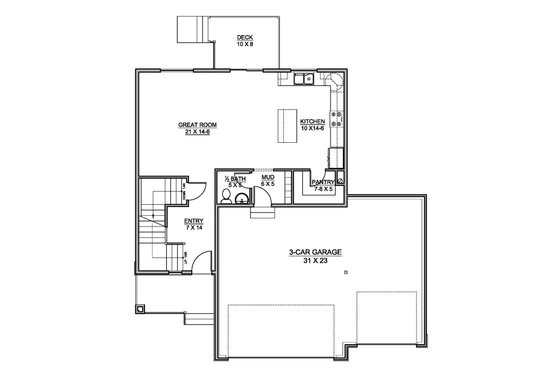 Floor Plan - Main Floor for Traditional House Plan #1073-7 - 3 bed, 2.5 bath