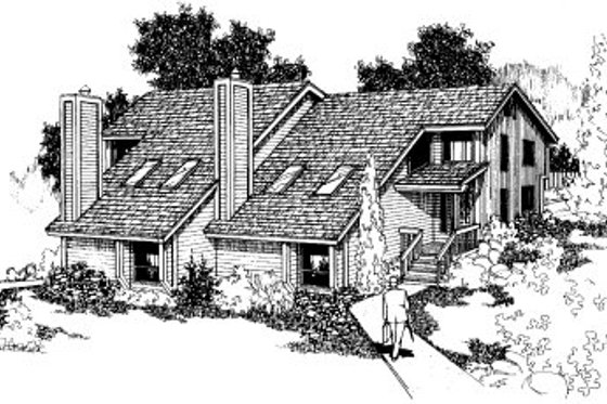 Exterior - Front Elevation for Contemporary House Plan #303-226 - 2 bed, 2.5 bath