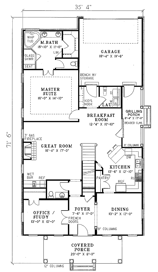 Architectural House Design - Traditional Floor Plan - Main Floor Plan #17-2052